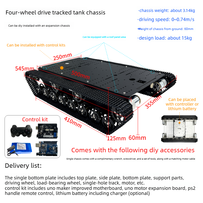 Carro Tanque Programável 4WD T - Tracked Robot Chassis avaliação e preço