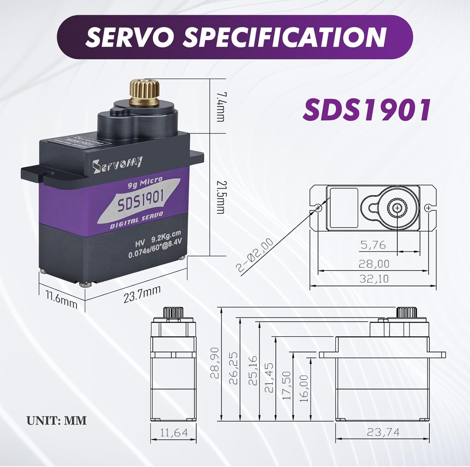 SERVOMY-SDS1901 Digital 9G Mic - Sg90 Servo avaliação e preço